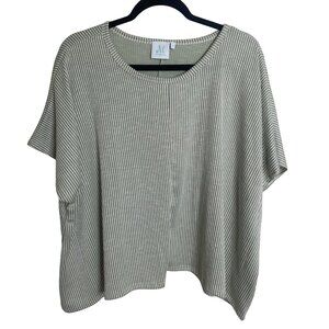 Mint‎ Julep Oversized Short Sleeve Top Medium Green White Striped Boxy